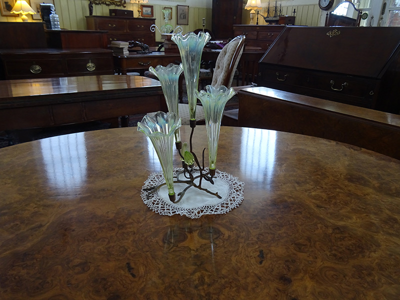 Victorian vasline glass epergne